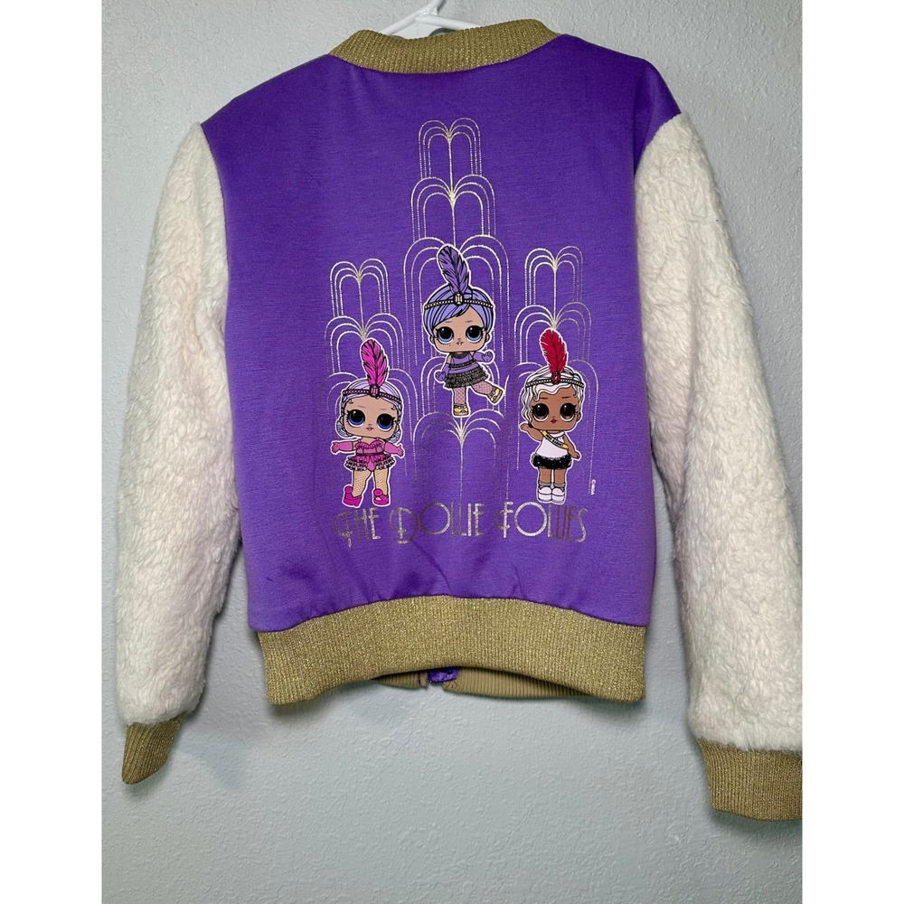 LOL Surprise Bomber Jacket Kids 6/6X Purple Gold The Dollie Follies Good Graphic